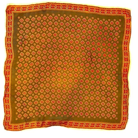 Vintage Brown and Orange Patterned Scarf - Picture 1 of 6